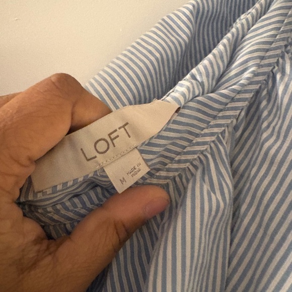 LOFT Blue Striped Ruffle Blouse - Picture 2 of 2